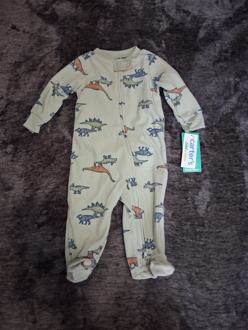 Carter's NWT Sage Green Dinosaur Fleece Footed Sleeper Baby 3-6 Month
